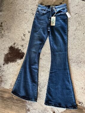 Rockin C Western Cowgirl Dark Blue Flare Jeans - Women's